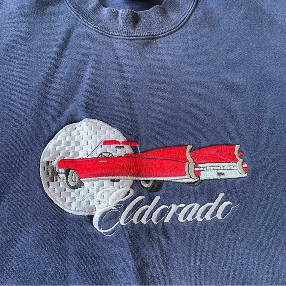 Cross Creek Small El Dorado Vintage Navy Blue Long Sleeve Men’s Crewneck - Picture 3 of 7